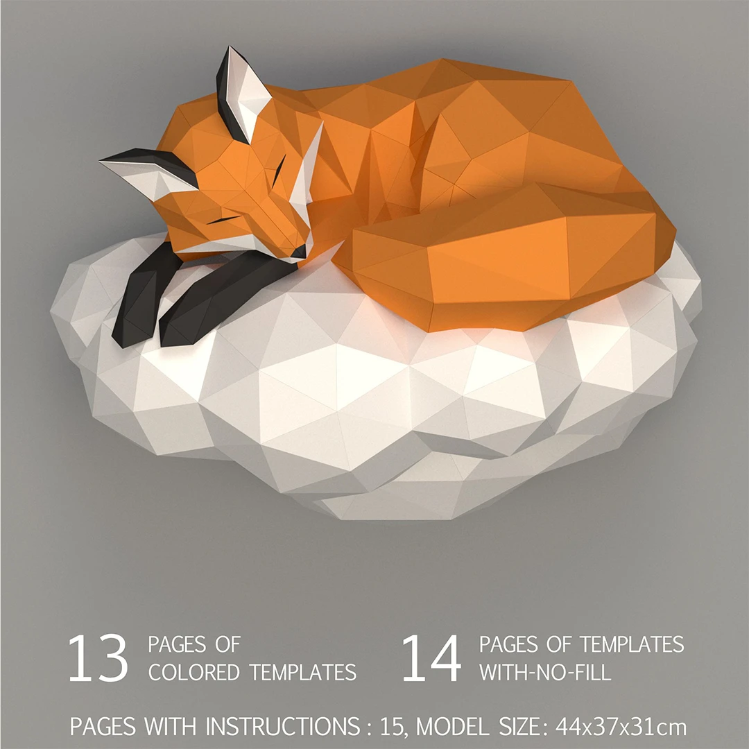 3D papercraft DIY The Cloud Fox Low Poly GoPapercraft