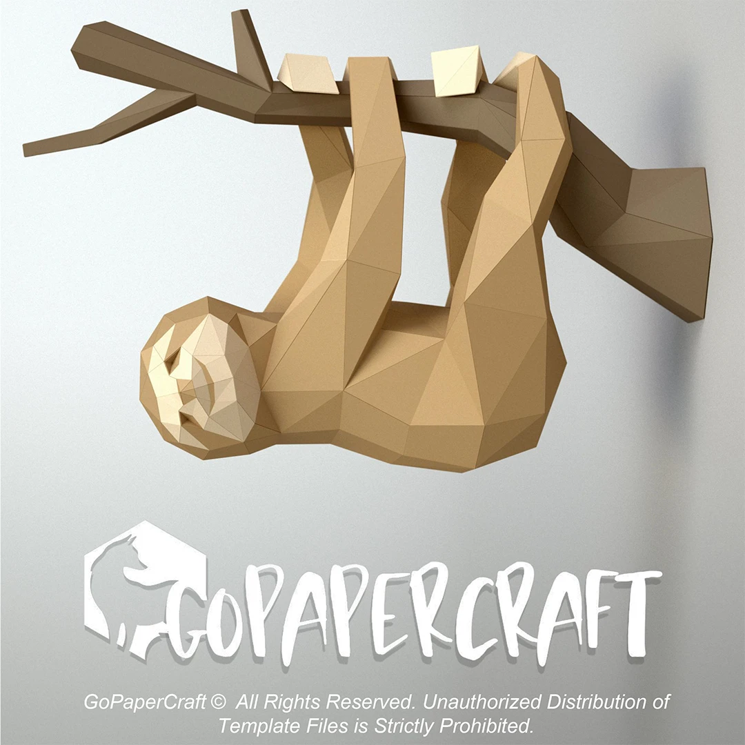 3D papercraft DIY The Sloth Low Poly GoPapercraft