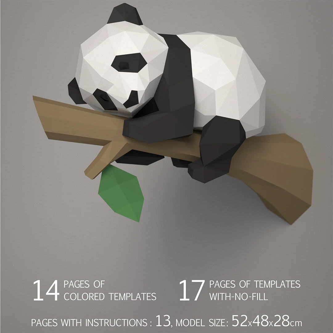 3D papercraft DIY The Baby Panda Low Poly GoPapercraft