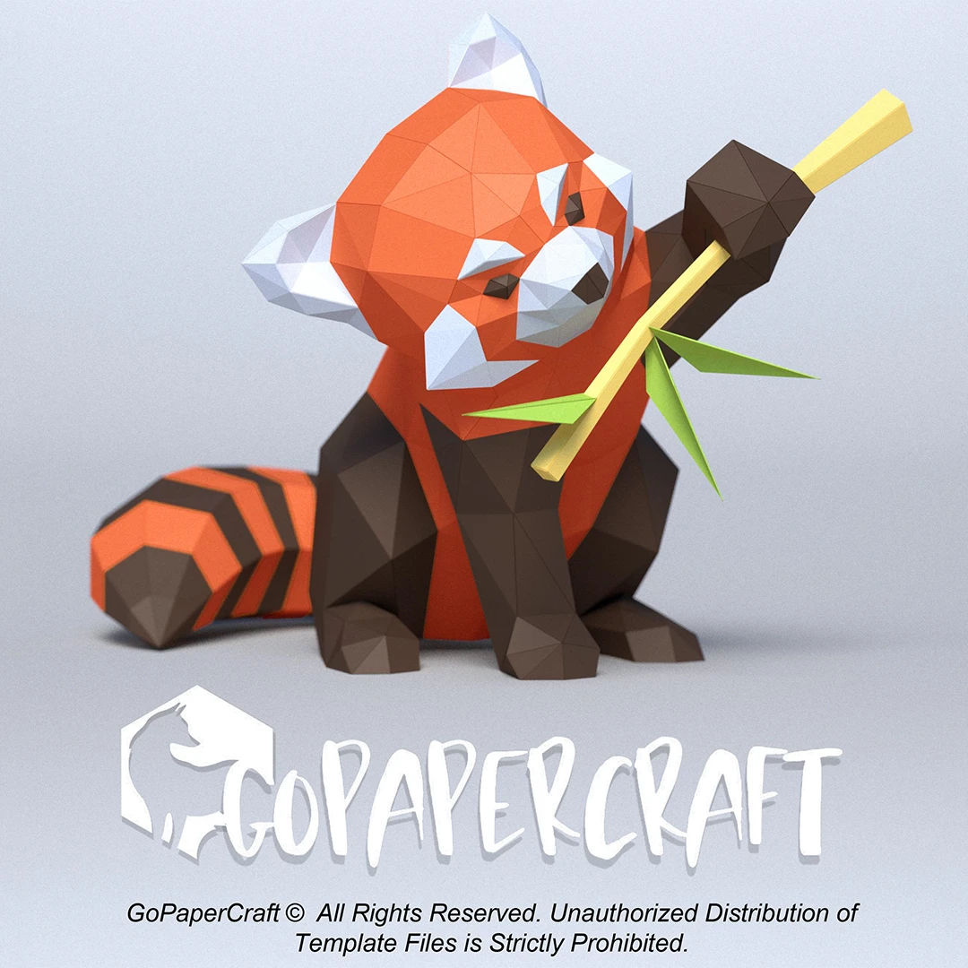 3D papercraft DIY The Red Panda Low Poly GoPapercraft