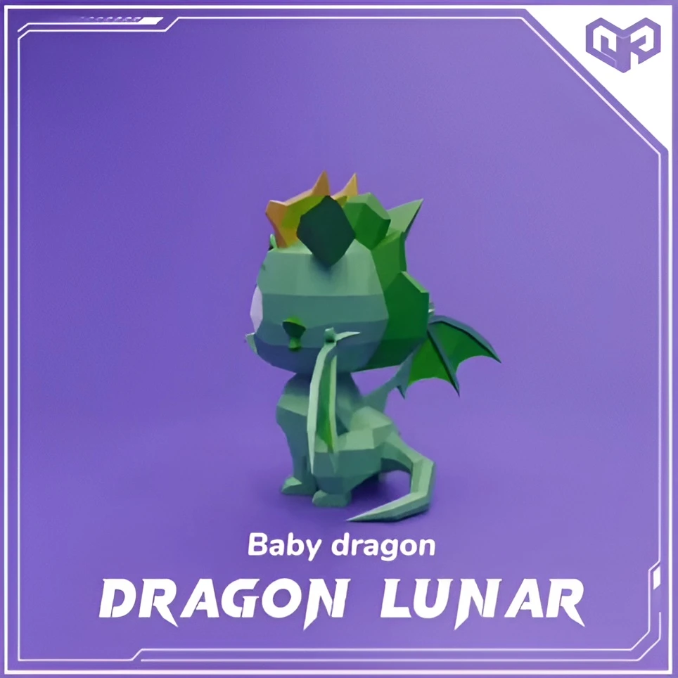 Baby Dragon - Dragon Lunar Low poly Papercraft | OchkoArtDesign