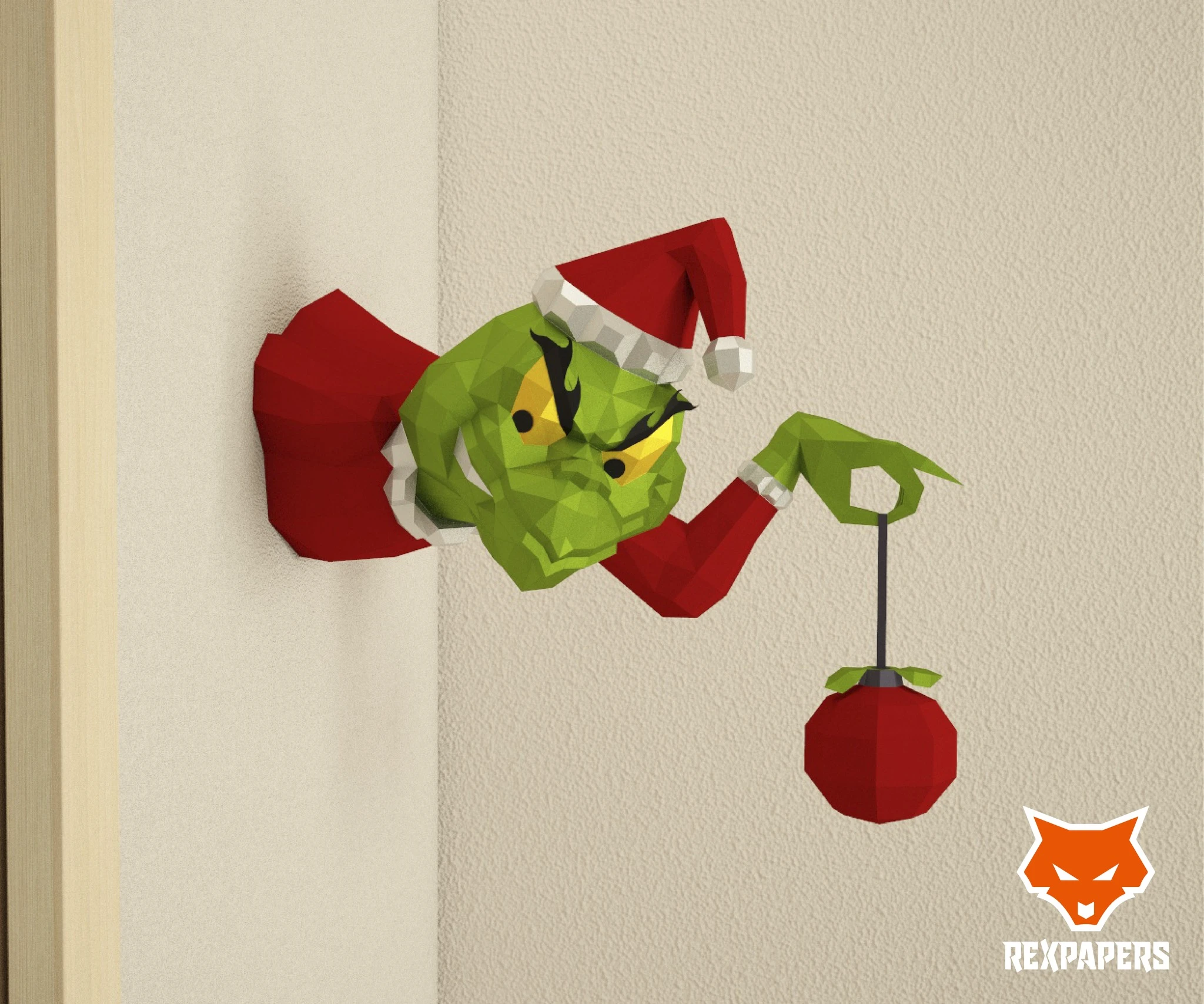 The Grinch Papercraft, PDF Template, DIY 3d Model, FanArt, Paper Sculpture, Low Poly, Pepakura Craft, Manualidad