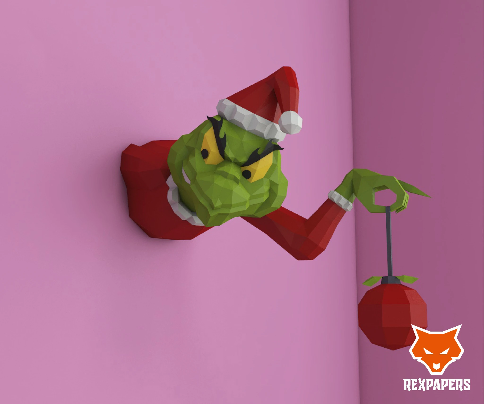 The Grinch Papercraft, PDF Template, DIY 3d Model, FanArt, Paper Sculpture, Low Poly, Pepakura Craft, Manualidad