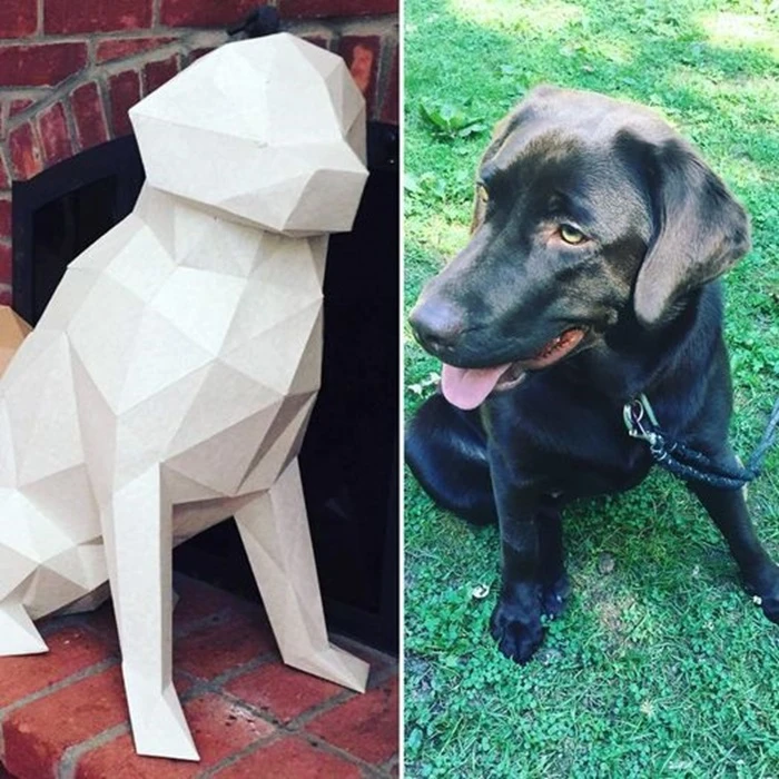 Labrador papercraft. You get PDF digital file templates and instructions for these DIY modern paper sculpture.