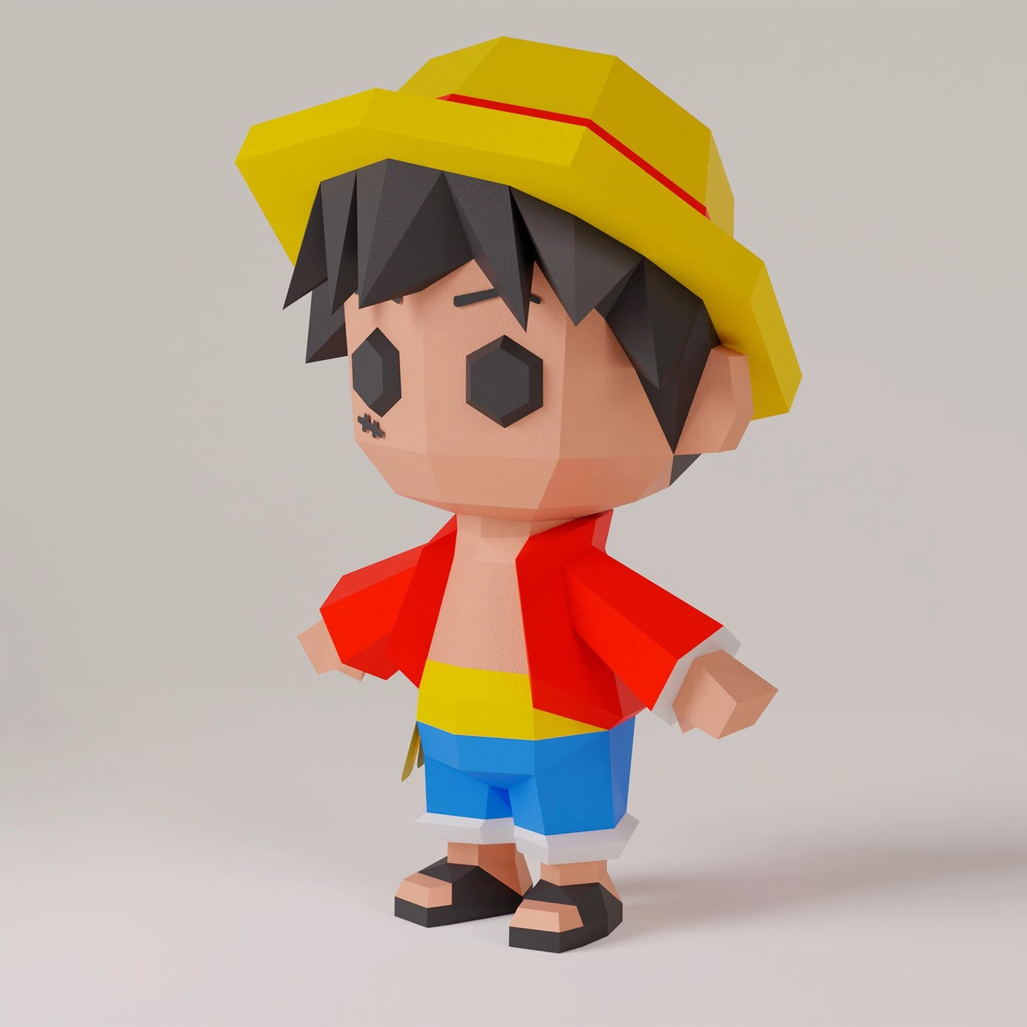 Monkey D. Luffy 3D Digital Template PDF | DIY Papercraft | One Piece | Instant Download |