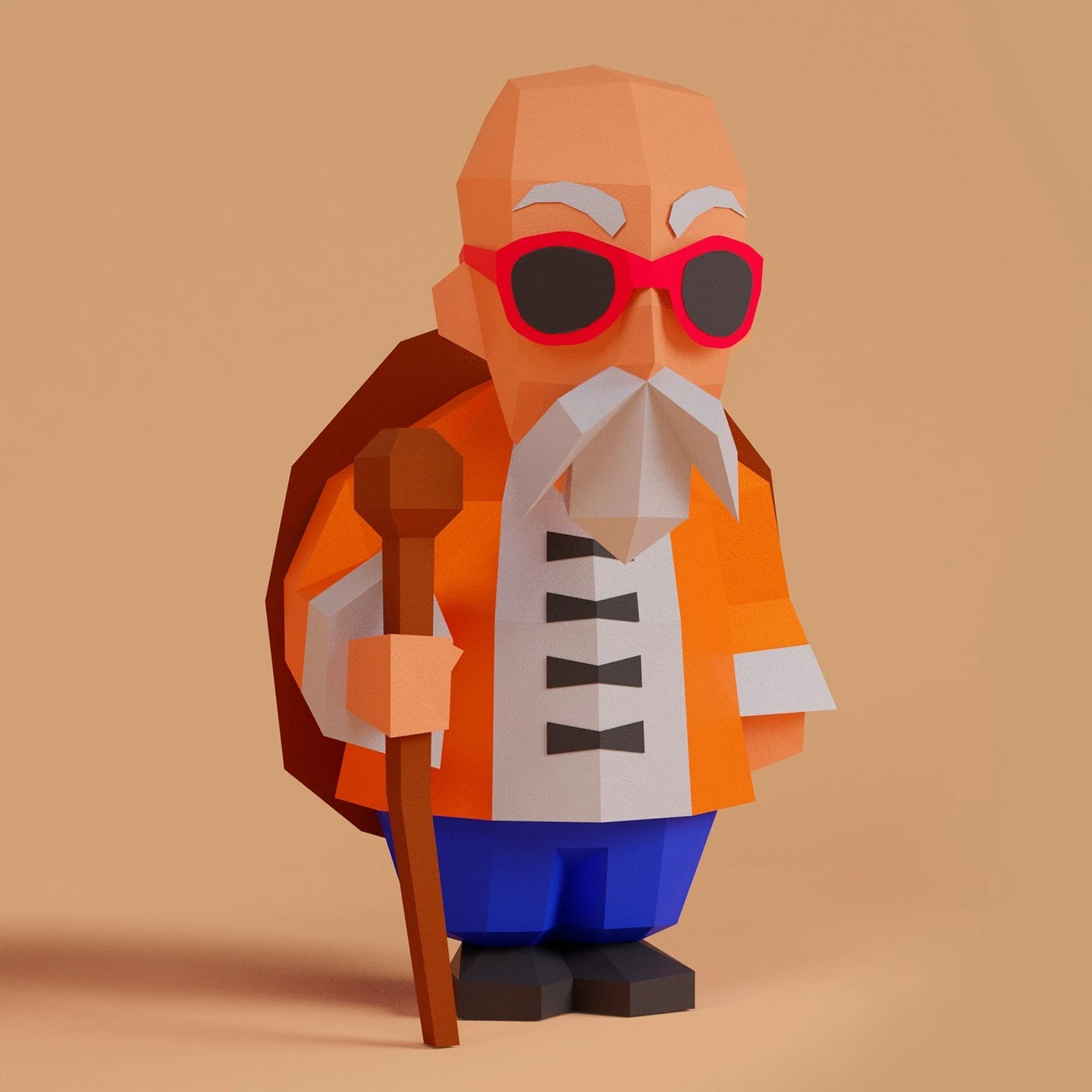 Master Roshi 3D Digital Template PDF | DIY Papercraft | Dragon Ball | Instant Download |