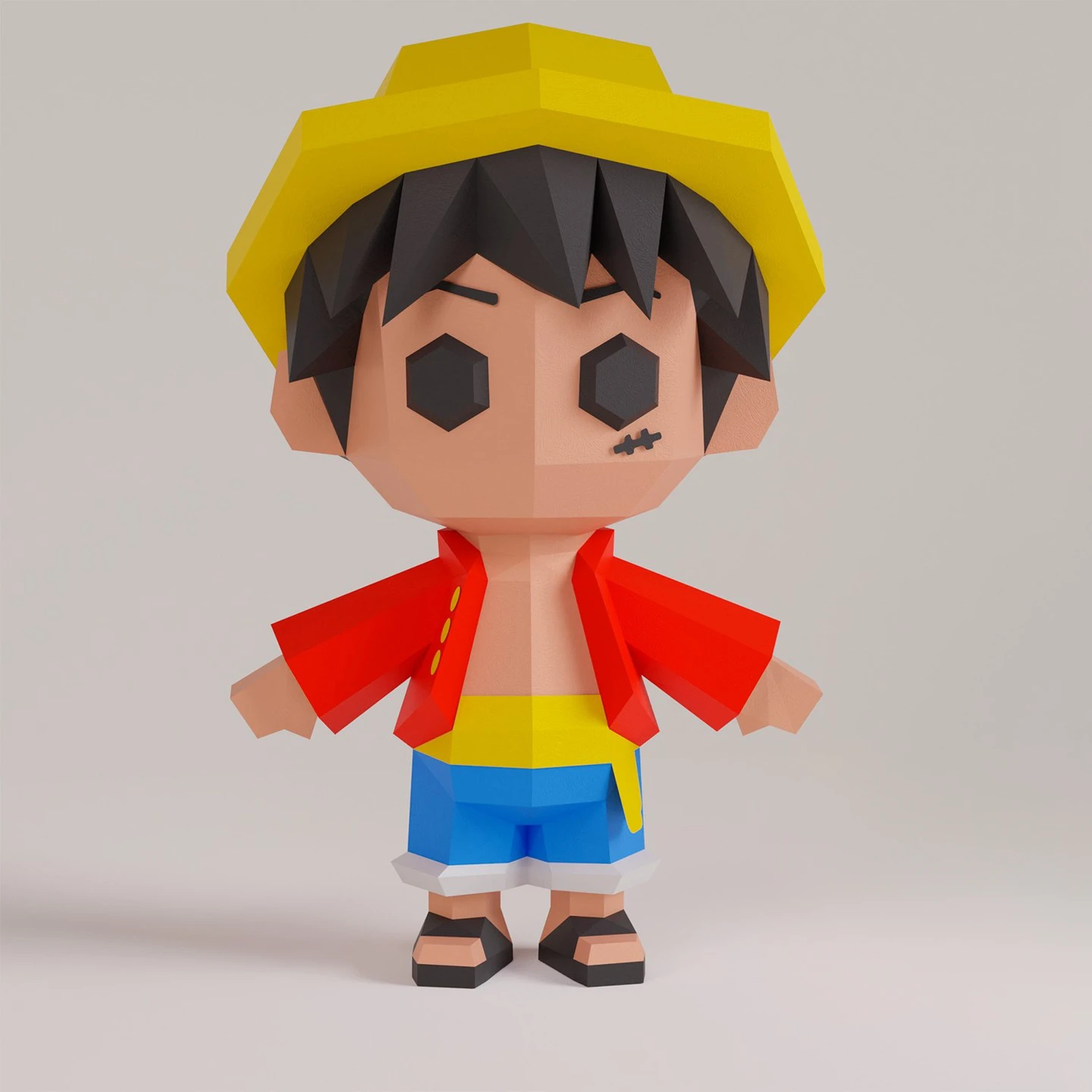 Monkey D. Luffy 3D Digital Template PDF | DIY Papercraft | One Piece | Instant Download |