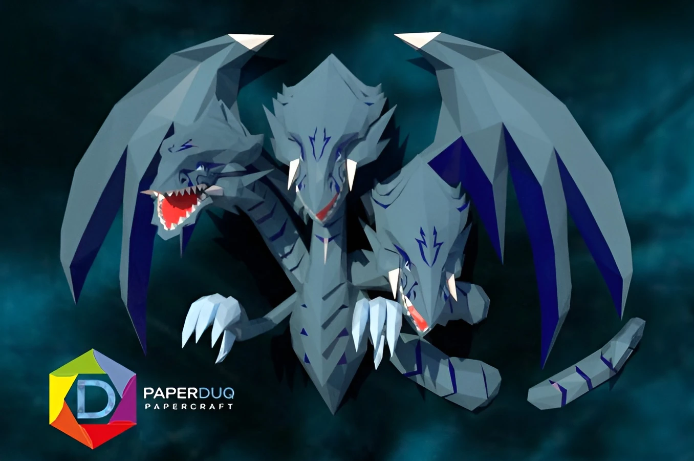 Blue-Eyes White Dragon, Yu-Gi-Oh! Trading Card Game *Plantilla Papercraft PDF - PDF Papercraft Template*