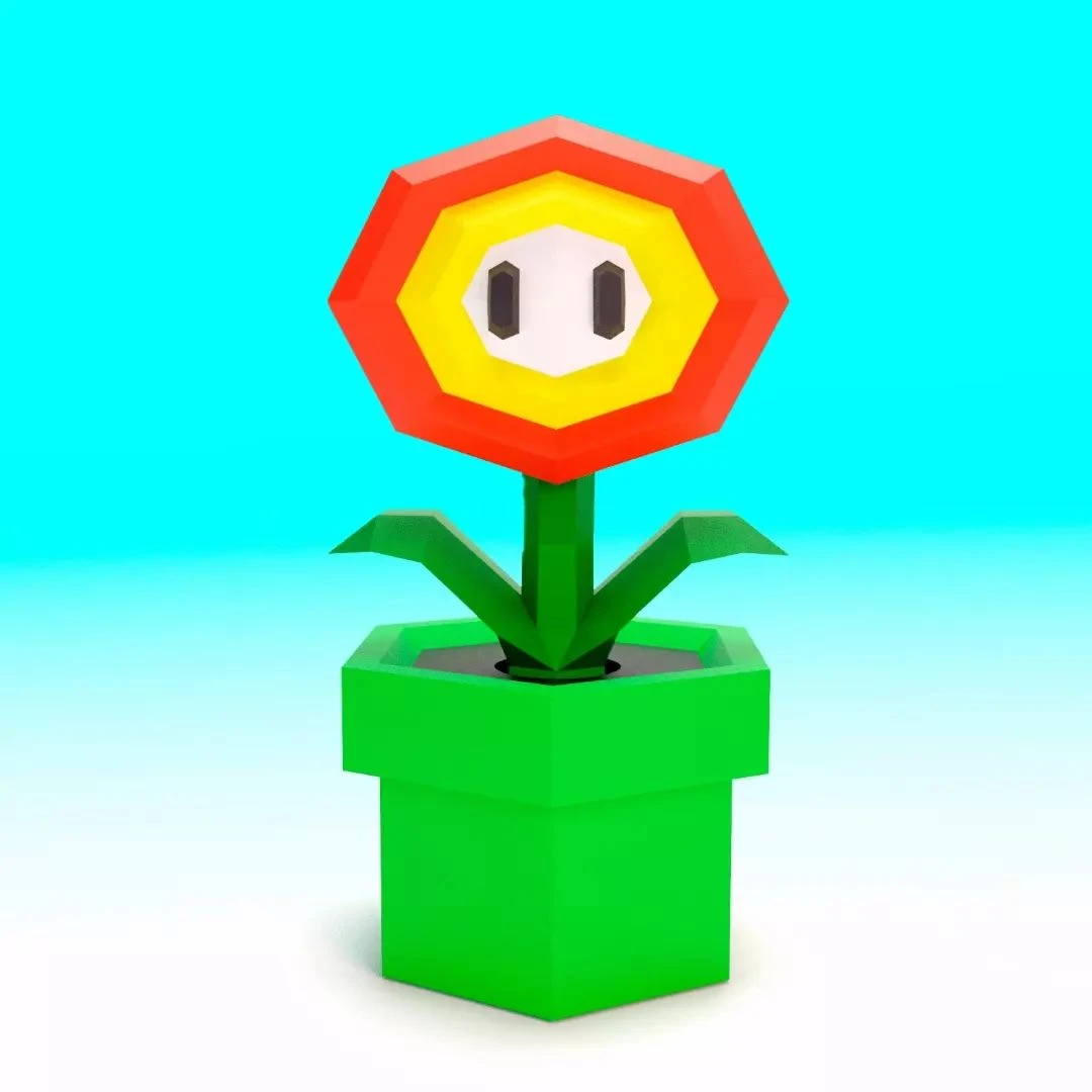 Fire Flower 3D Digital Template PDF | DIY Papercraft | Mario | Instant Download |