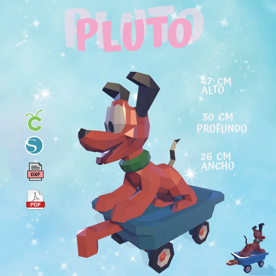 #5 Train Disney: Pluto Baby Low Poly Papercraft