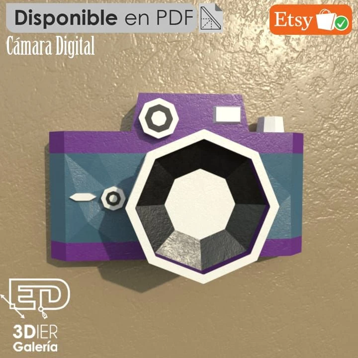 Camera Digital PDF Papercraft Templates, Paper Art and Craft for Home Decor, DIY, 3DIER, PDF Patterns, Papercraft Templates, Low Poly