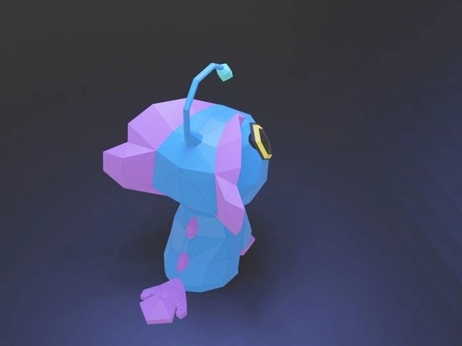 The Sea Beast Blue - Sea Beast Swing Blue Low poly Papercraft | OchkoArtDesign