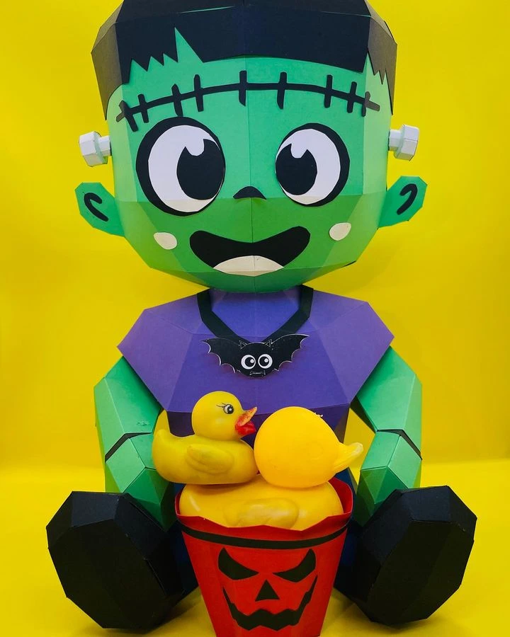 Halloween Baby Frankenstein Low poly Papercraft | OchkoArtDesign