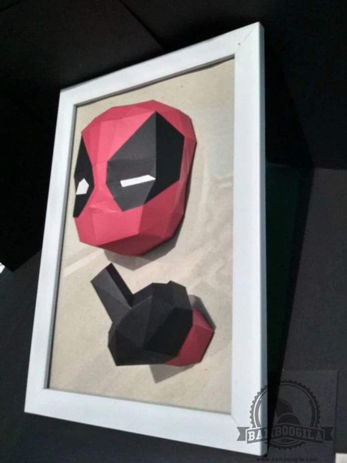 DIY lowpoly Papercraft, Deadpool, Sculpture, DIY, Decoration, Wall, Origami, Art, Craft, Template, Printable, Superheroes, Fanart