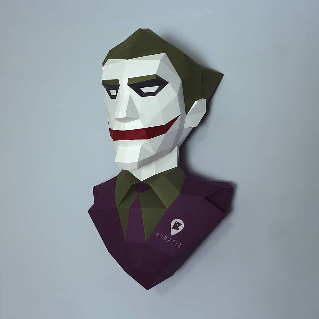 Joker for Creative Crafts & Decor, PDF Template, Paper Sculpture, DIY, Pepakura Pattern, Handmade, Papercraft, Lowpoly, Lowpoly Papercraft, BUMAGID