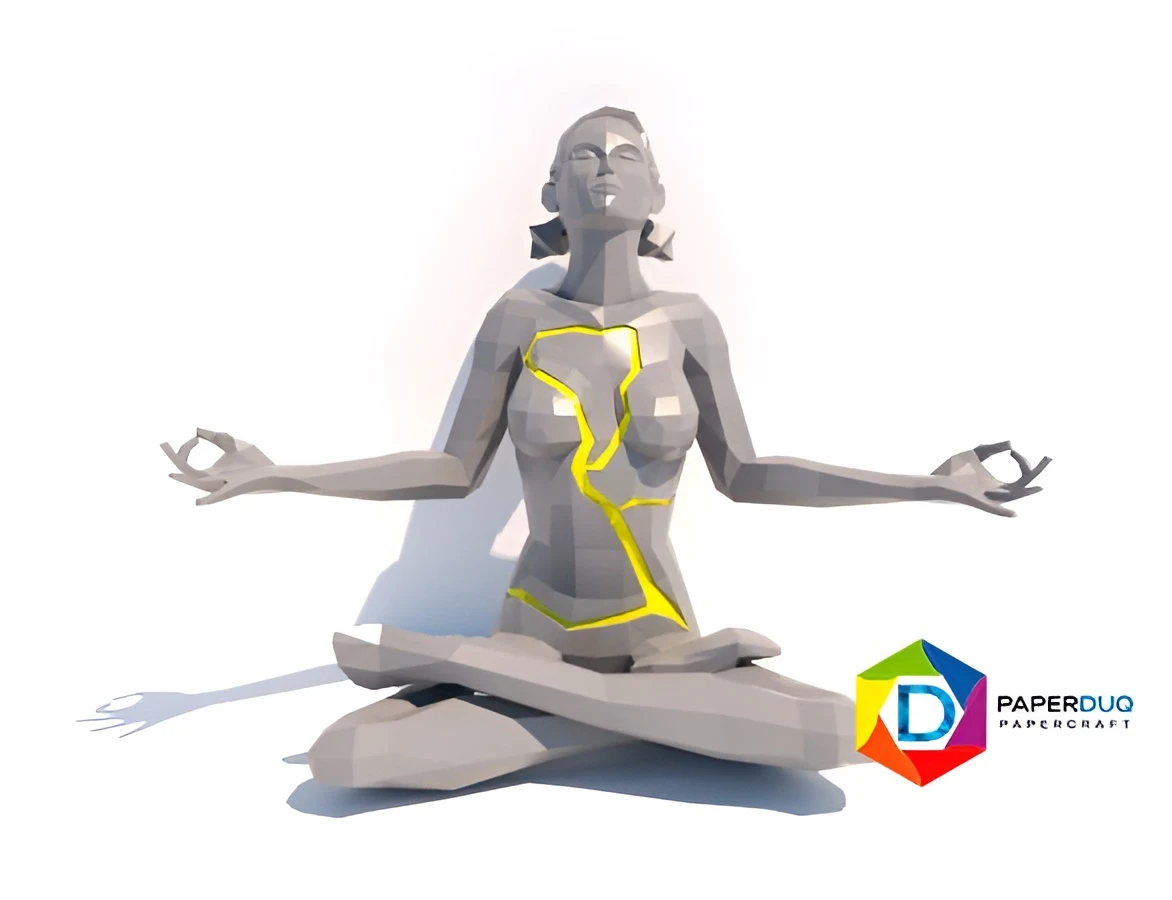 Woman Meditating, Mujer Meditando *Plantilla Papercraft PDF - PDF Papercraft Template*