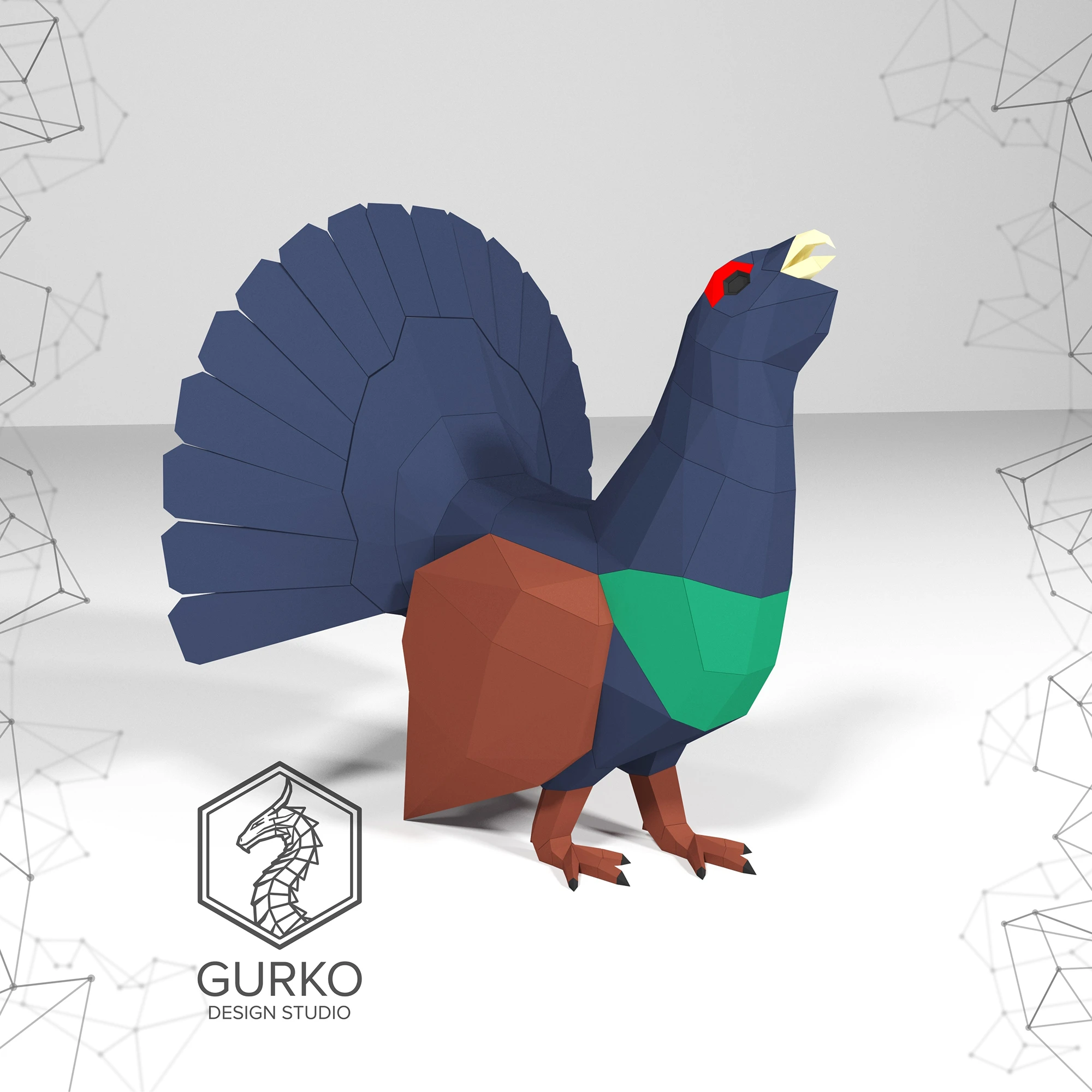 Wood Grouse Papercraft, Pdf, Gurko, Pepakura, Template, 3D Origami, Paper Sculpture, Low Poly, DIY Craft