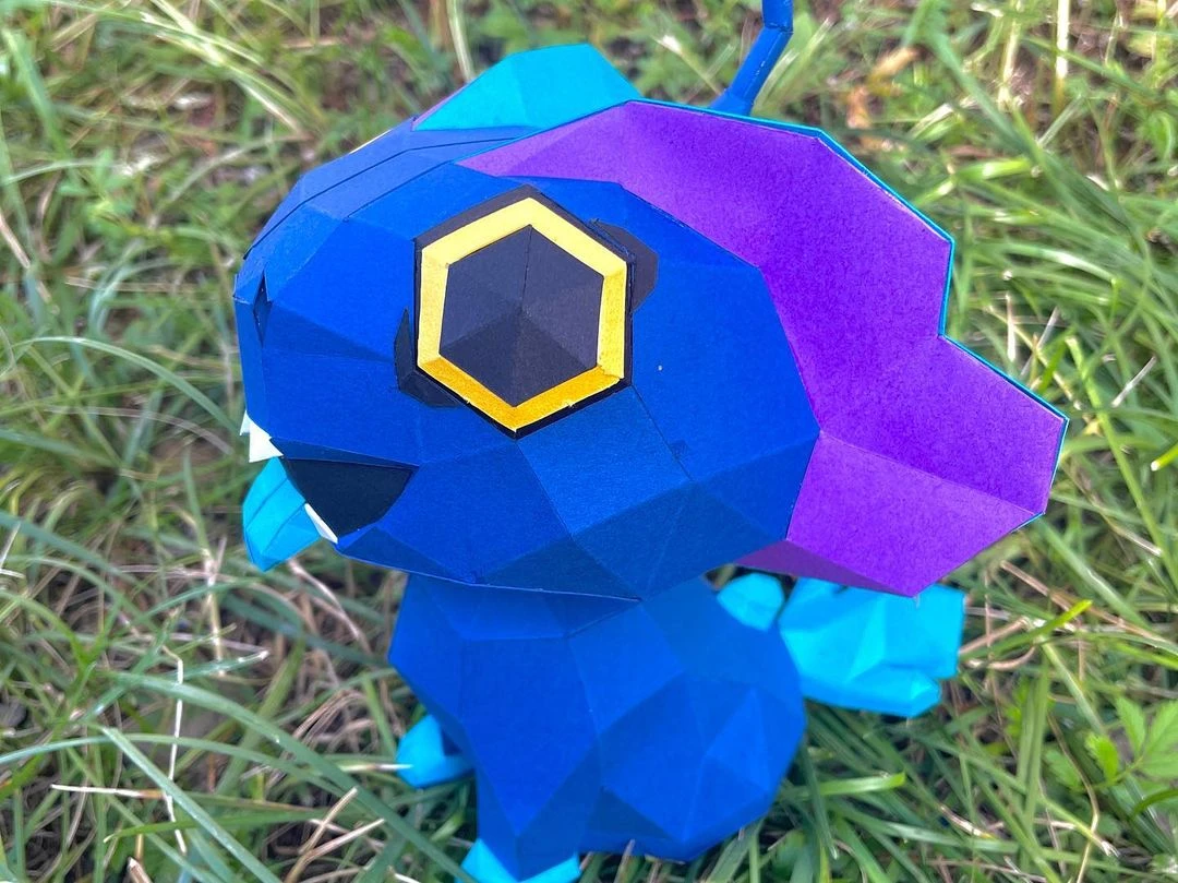 The Sea Beast Blue - Sea Beast Swing Blue Low poly Papercraft | OchkoArtDesign