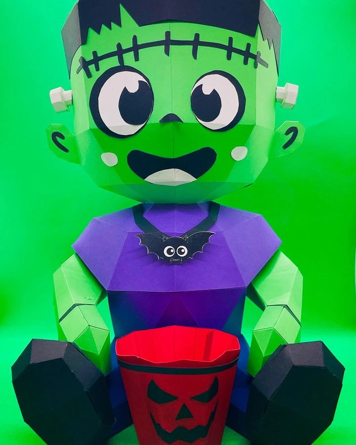 Halloween Baby Frankenstein Low poly Papercraft | OchkoArtDesign