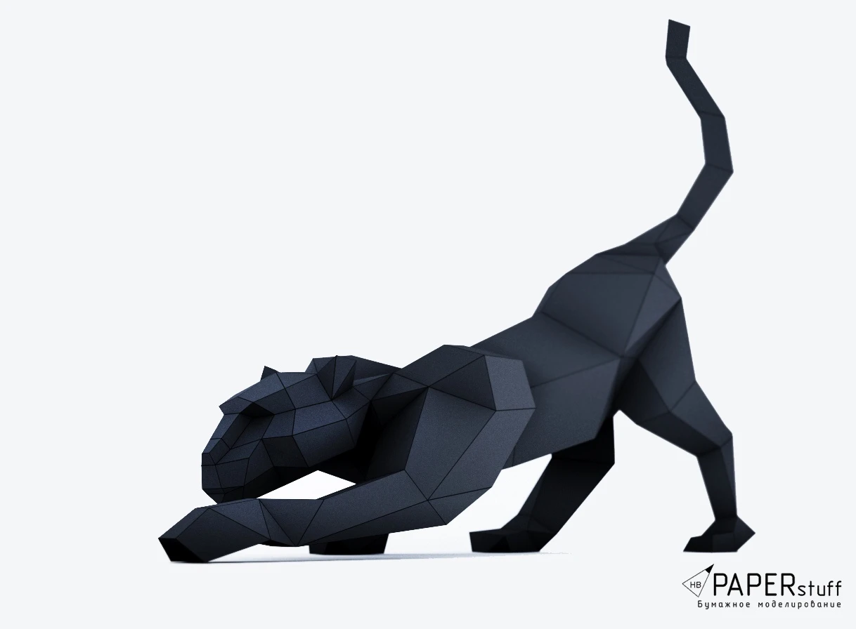 Panther PDF Template, Low Poly, Paper Sculpture, DIY, Pepakura Pattern, Handmade, Papercraft, Lowpoly, Lowpoly Papercraft, HBPAPERstuff