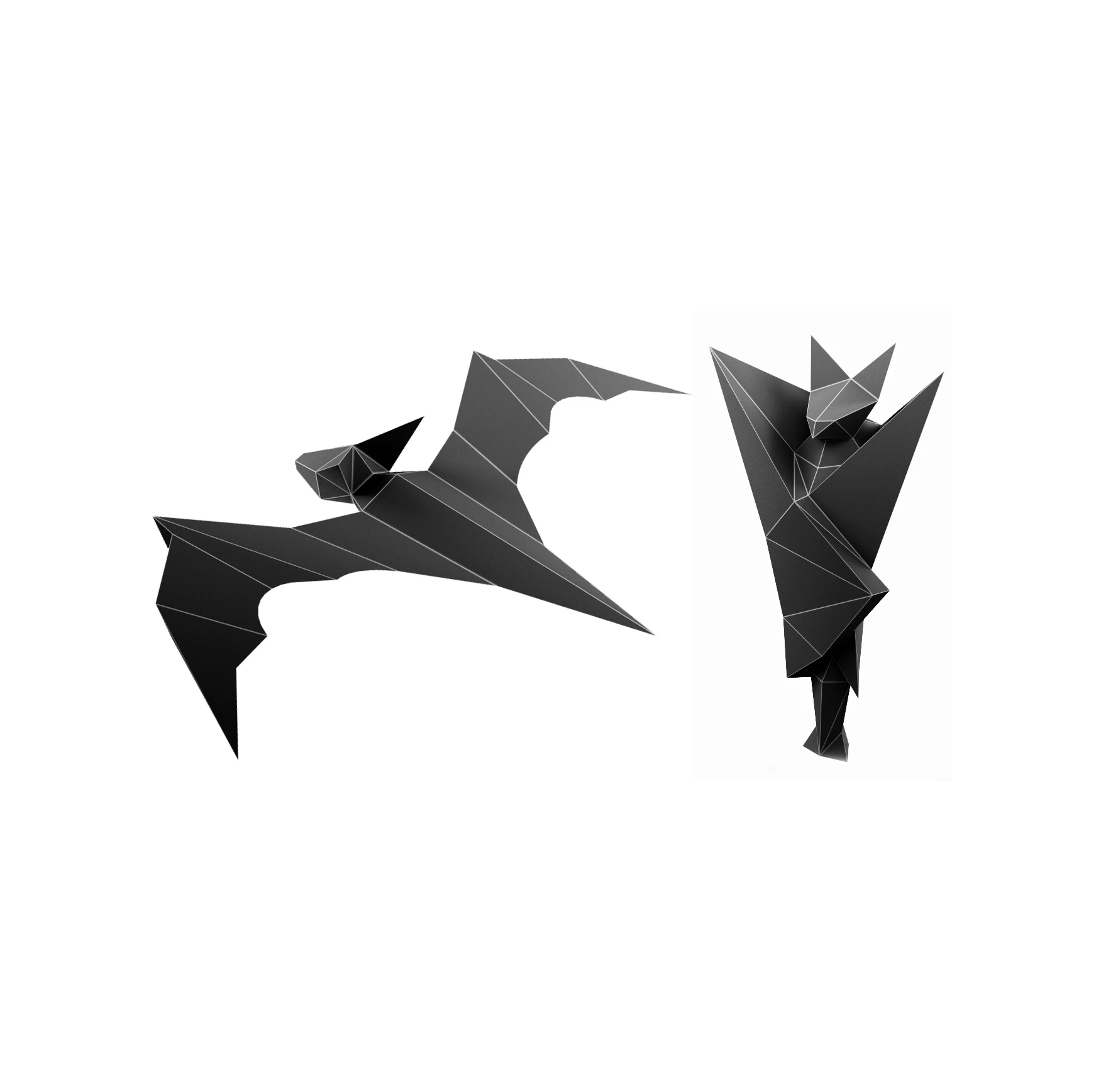 Bats PDF Template, Low Poly, Paper Sculpture, DIY, Pepakura Pattern, Handmade, Papercraft, Lowpoly, Lowpoly Papercraft, HBPAPERstuff