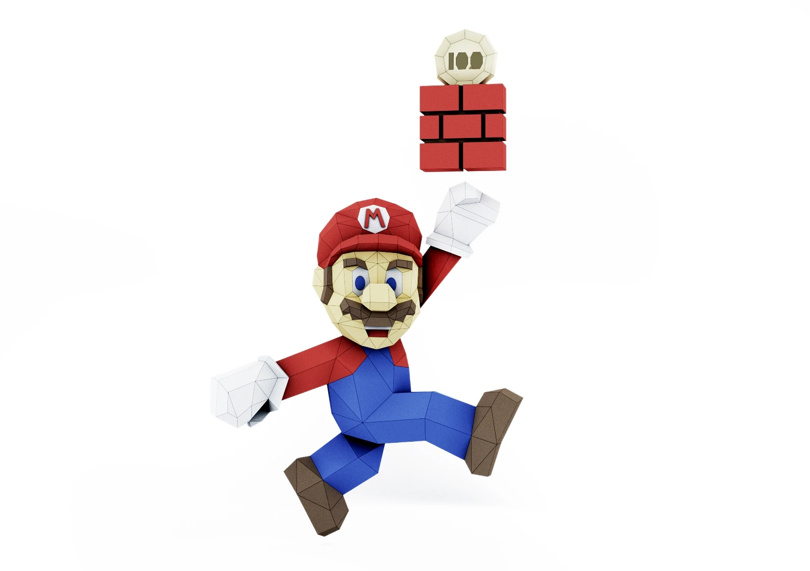 Mario Bros Jumping PDF Template, Low Poly, Paper Sculpture, DIY, Pepakura Pattern, Handmade, Papercraft, Lowpoly, Lowpoly Papercraft, HBPAPERstuff