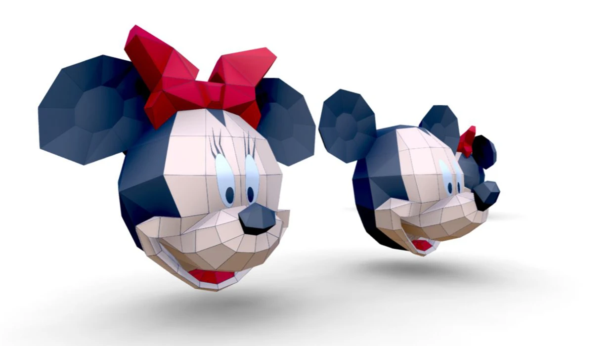 Mickey Mouse Head PDF Template, Low Poly, Paper Sculpture, DIY, Pepakura Pattern, Handmade, Papercraft, Lowpoly, Lowpoly Papercraft, HBPAPERstuff