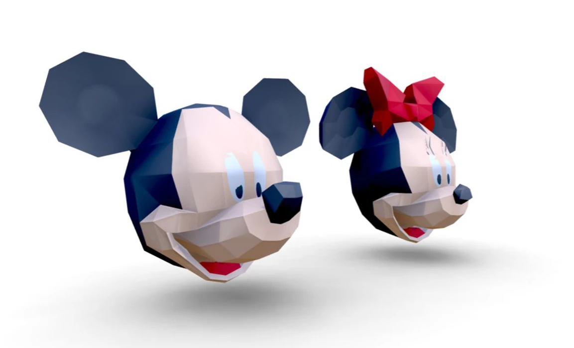 Mickey Mouse Head PDF Template, Low Poly, Paper Sculpture, DIY, Pepakura Pattern, Handmade, Papercraft, Lowpoly, Lowpoly Papercraft, HBPAPERstuff