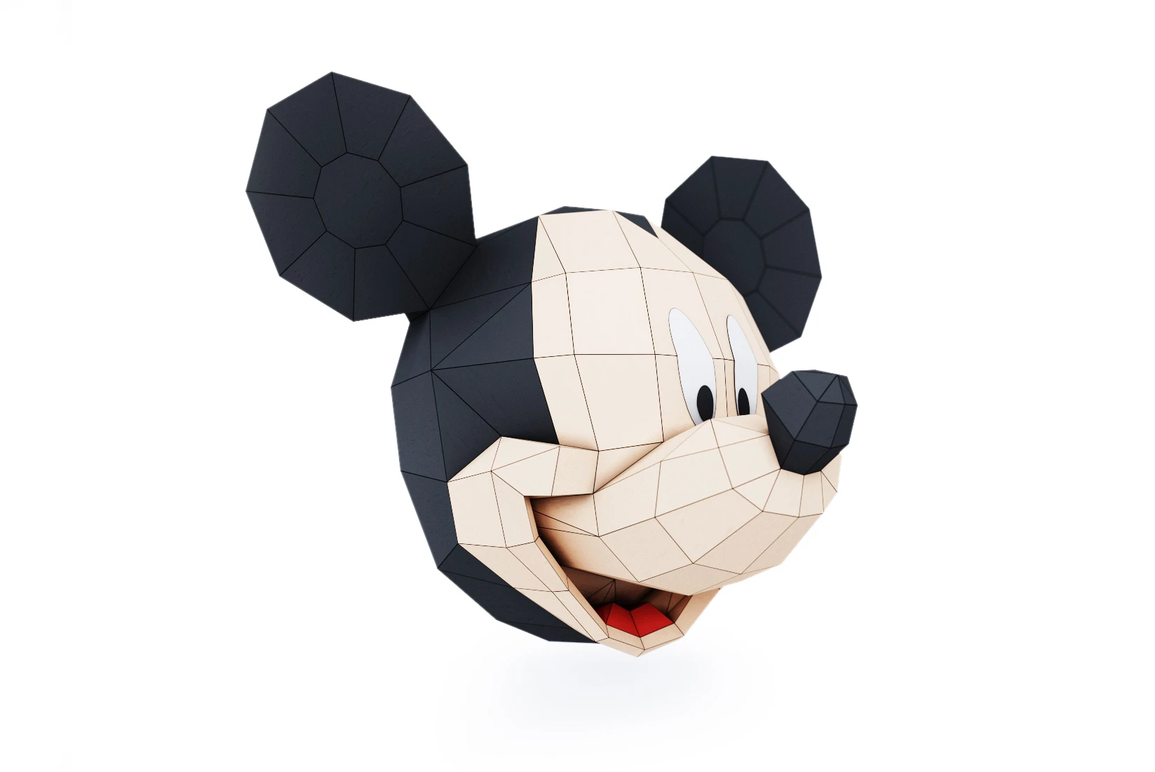 Mickey Mouse Head PDF Template, Low Poly, Paper Sculpture, DIY, Pepakura Pattern, Handmade, Papercraft, Lowpoly, Lowpoly Papercraft, HBPAPERstuff