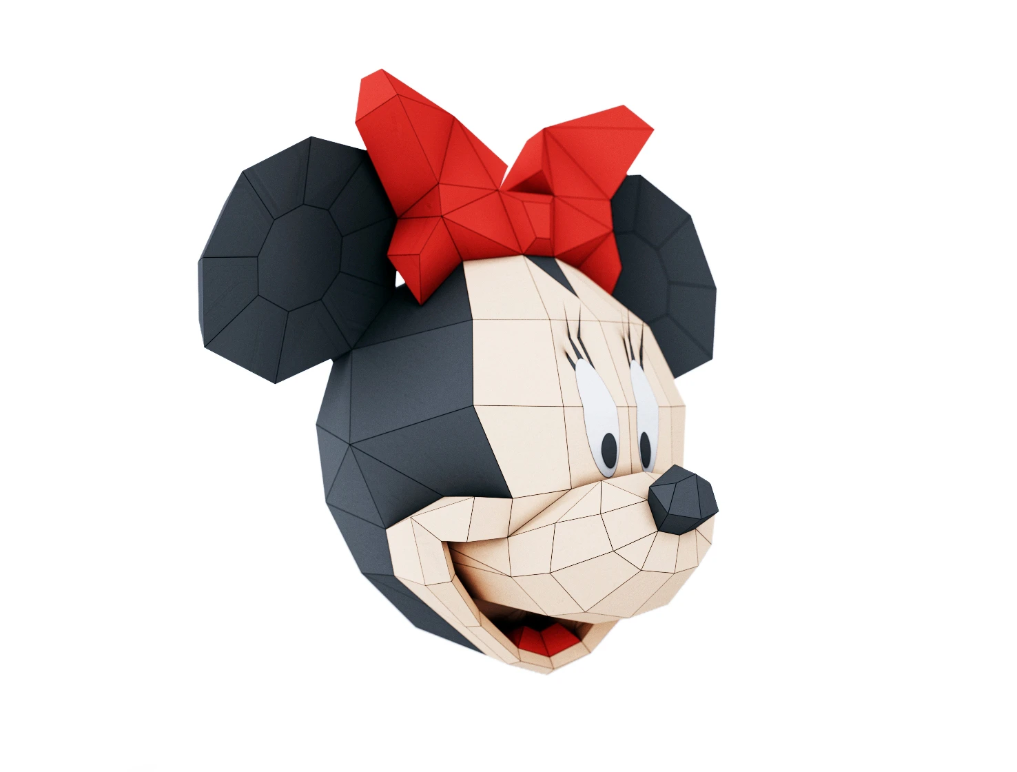 Minnie Mouse Head PDF Template, Low Poly, Paper Sculpture, DIY, Pepakura Pattern, Handmade, Papercraft, Lowpoly, Lowpoly Papercraft, HBPAPERstuff