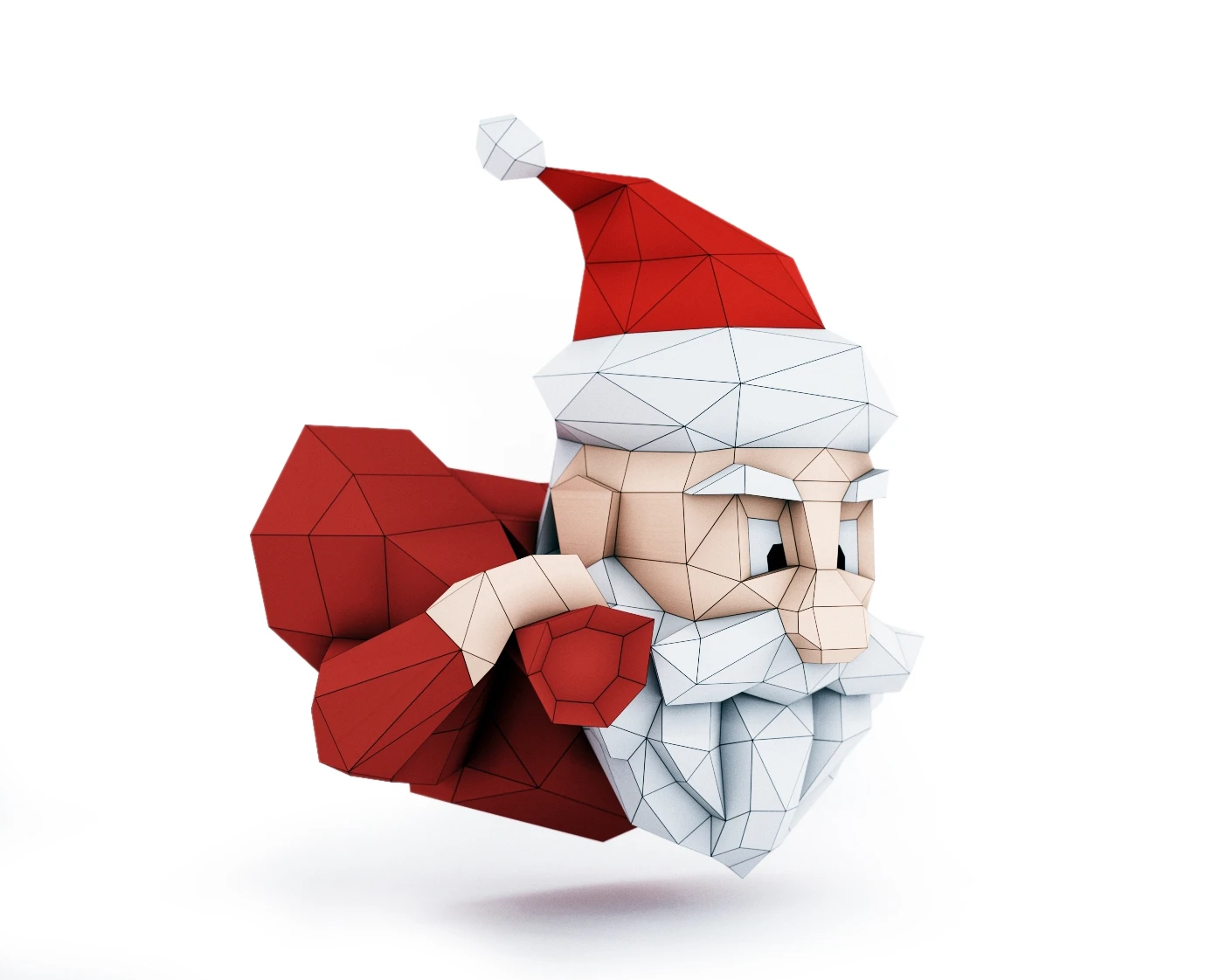 Santa Claus and Gift Bags PDF Template, Low Poly, Paper Sculpture, DIY ...