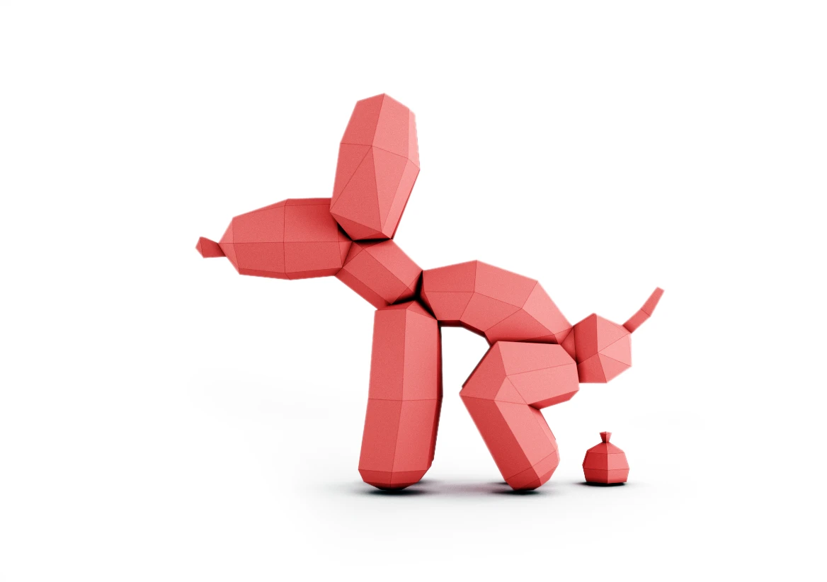 Balloon Dog Stay PDF Template, Low Poly, Paper Sculpture, DIY, Pepakura Pattern, Handmade, Papercraft, Lowpoly, Lowpoly Papercraft, HBPAPERstuff