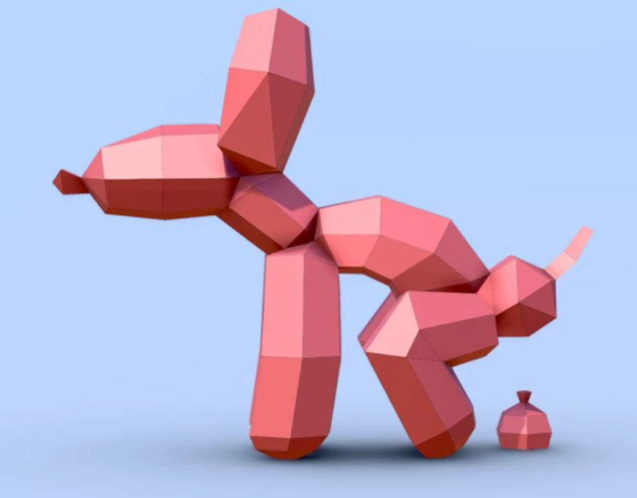 Balloon Dog Stay PDF Template, Low Poly, Paper Sculpture, DIY, Pepakura Pattern, Handmade, Papercraft, Lowpoly, Lowpoly Papercraft, HBPAPERstuff