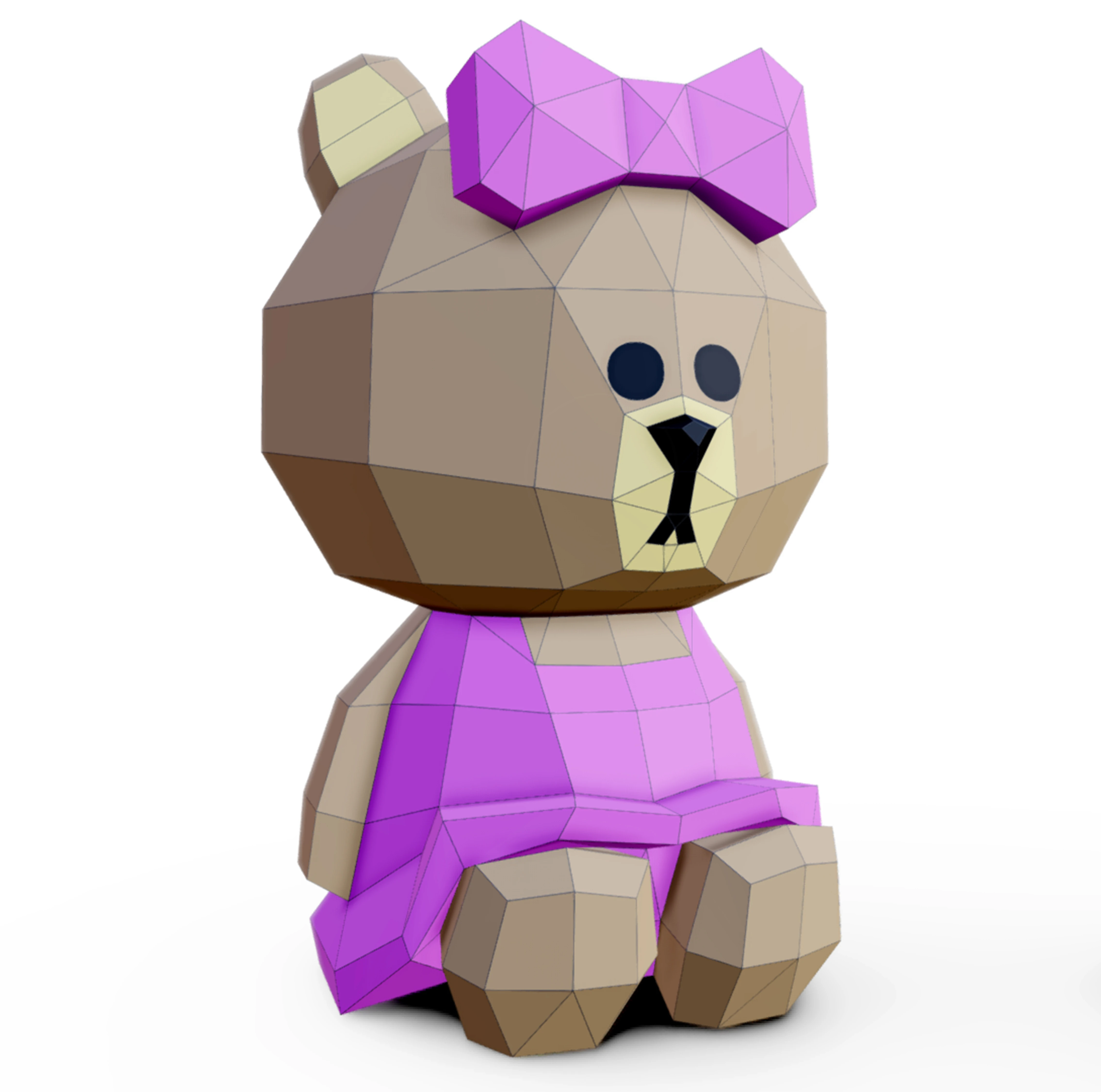 Bear Choko PDF Template, Low Poly, Paper Sculpture, DIY, Pepakura Pattern, Handmade, Papercraft, Lowpoly, Lowpoly Papercraft, HBPAPERstuff