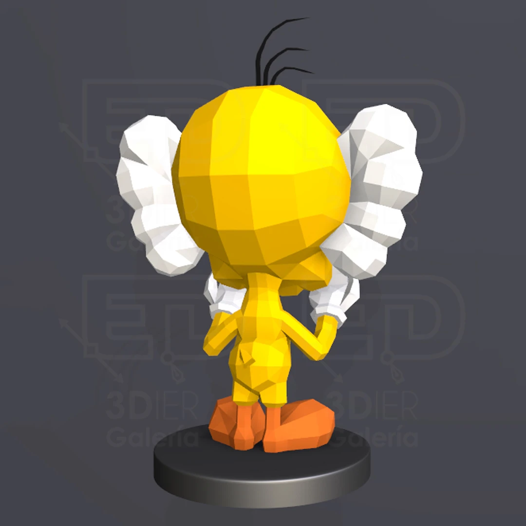 Kaws Tweety Vinyl, Kaws Piolin PDF Papercraft Templates, Paper Art and Craft for Home Decor, DIY, 3DIER, PDF Patterns, Papercraft Templates, Low Poly