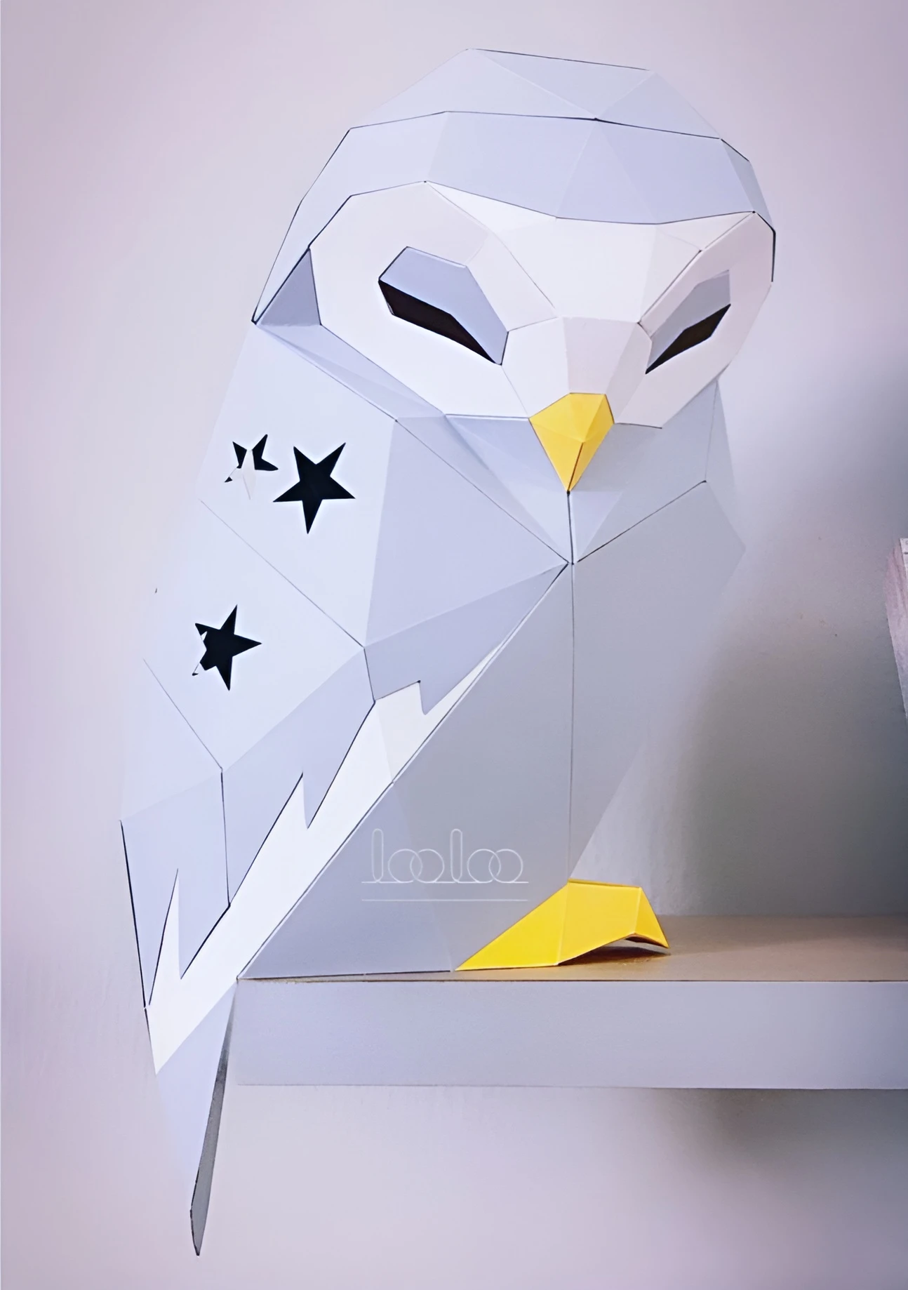 Owl Lamp for Creative Crafts & Decor, PDF Template, Paper Sculpture, DIY, Pepakura Pattern, Handmade, Papercraft, Lowpoly, Lowpoly Papercraft, BUMAGID