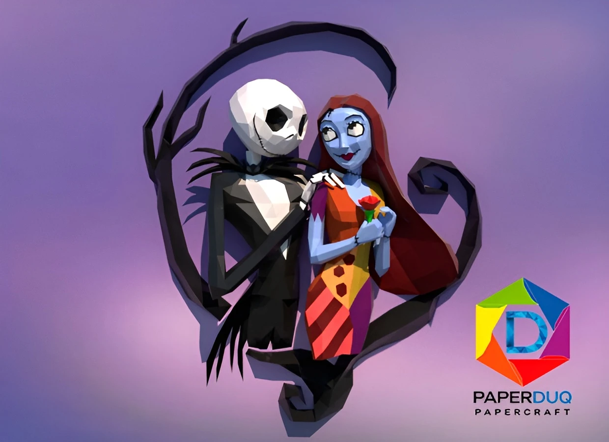 Jack Skellington and Sally, The Nightmare Before Christmas *Plantilla Papercraft PDF - PDF Papercraft Template*