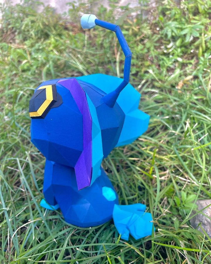 The Sea Beast Blue - Sea Beast Swing Blue Low poly Papercraft | OchkoArtDesign