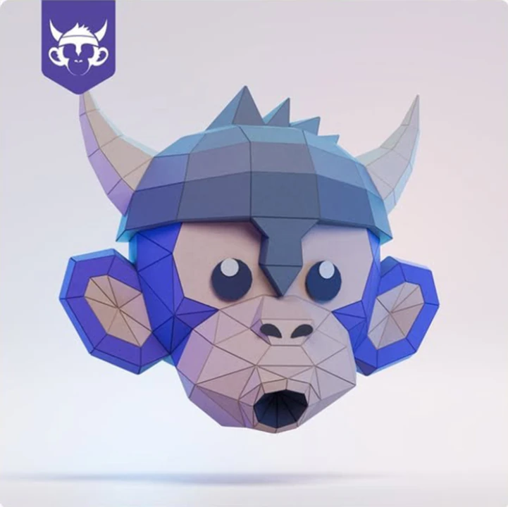 MONO MONKEY, Papercraft, Template, DIY, Paper, Low Poly, Cute, Kawaii, 3D Model, Pdf Low Poly, Kids Toy