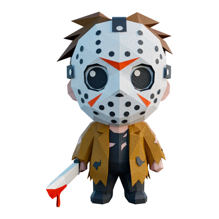 Jason Voorhees, Friday the 13th, Halloween Low Poly Papercraft