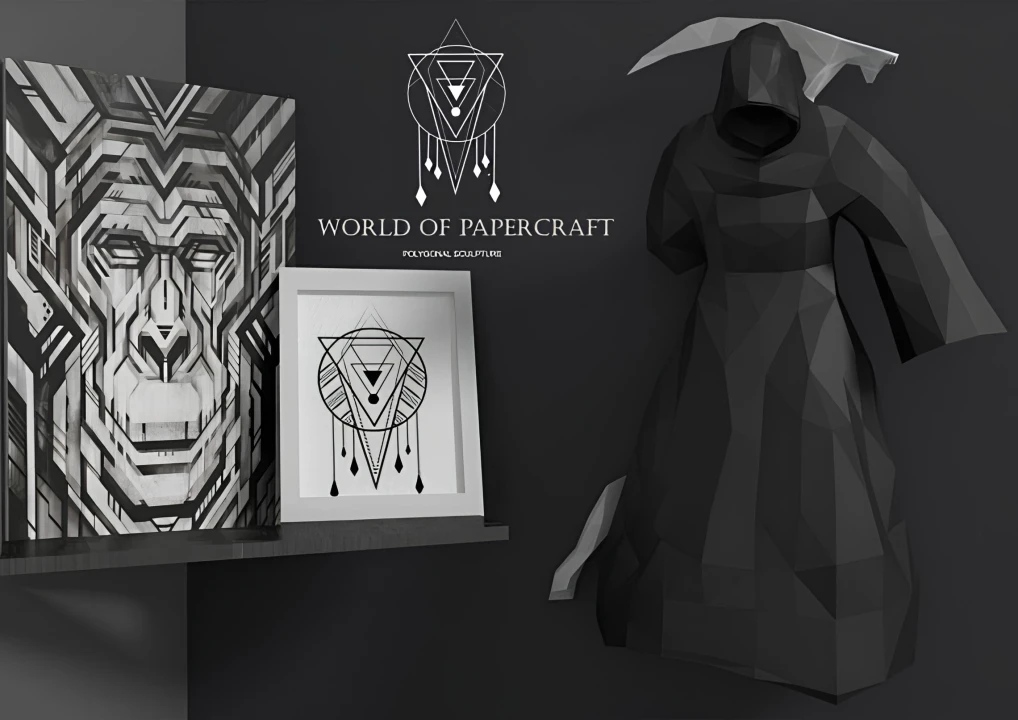 Death (Grim Reaper) and the Scythe Papercraft, PDF Template, Low Poly, Paper Sculpture, DIY Gift Wall Decor for Home and Office, Pepakura Pattern, Handmade