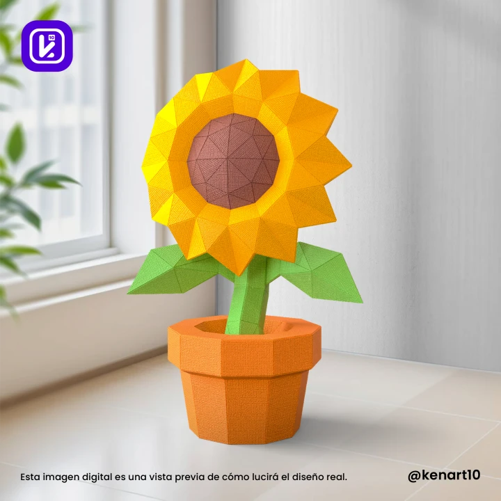 Sunflower, Girasol Papercraft Low Poly 3d DIY Kenart10