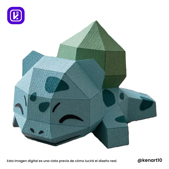 Mini Bulbasaur, Pokémon Papercraft Low Poly 3d DIY Kenart10