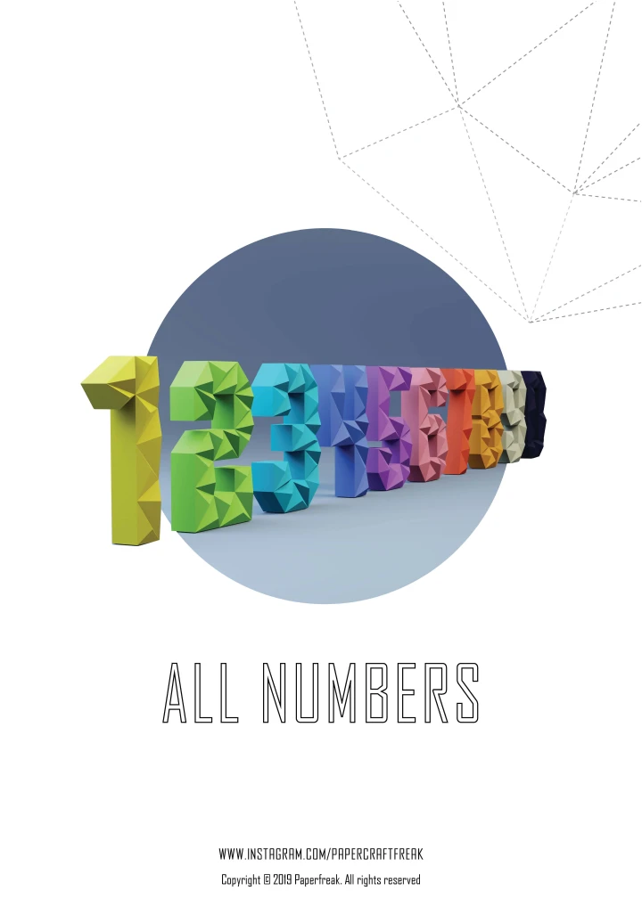 Papercraft 3D all NUMBER Decor for birthday party pepakura
