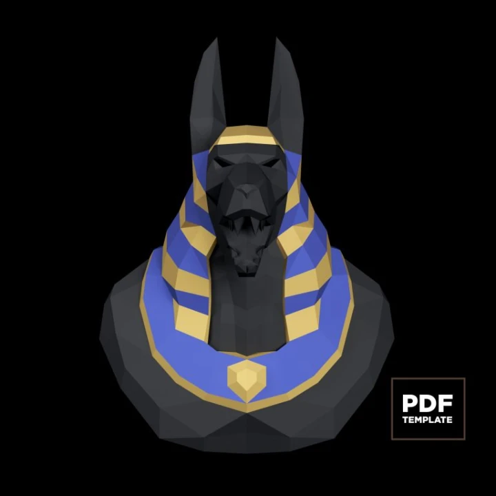 Anubis Papercraft Low Poly Decoration, PDF Template, DIY Paper 3D CumulusCraft