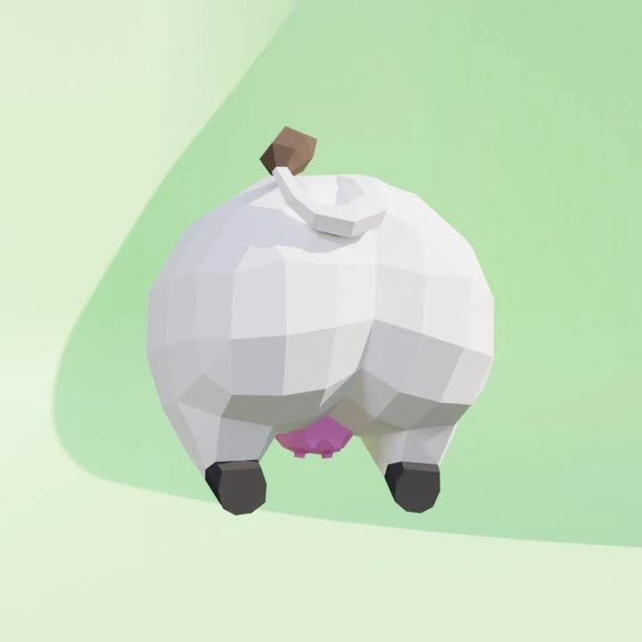 Cucul Vache (Dairy Cow Bottom) Papercraft, Lowpoly Papercraft, Fovea - Papercraft - Nonitt