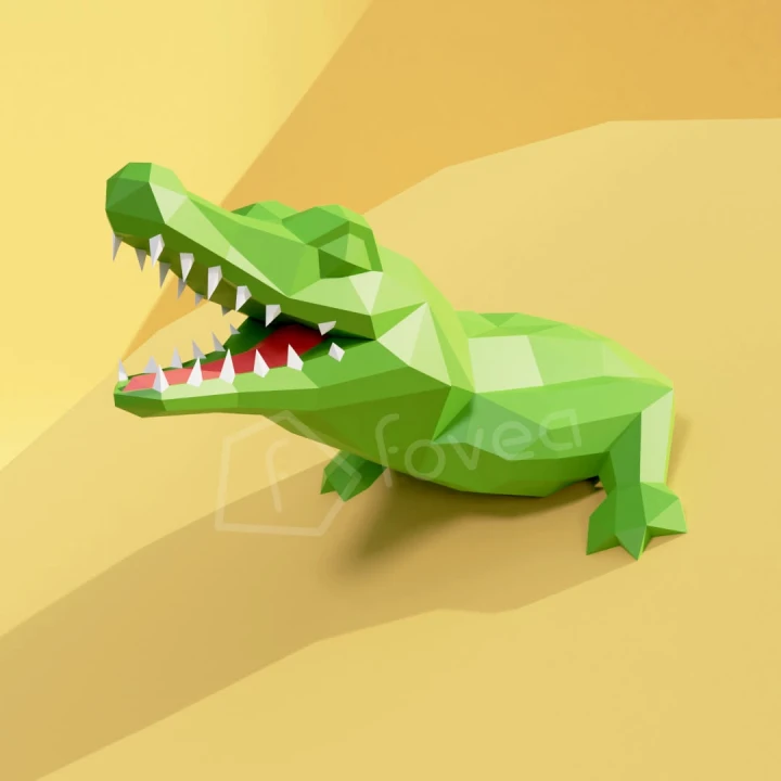 Croco Mural (Wall Crocodile) Papercraft, Lowpoly Papercraft, Fovea - Papercraft - Nonitt