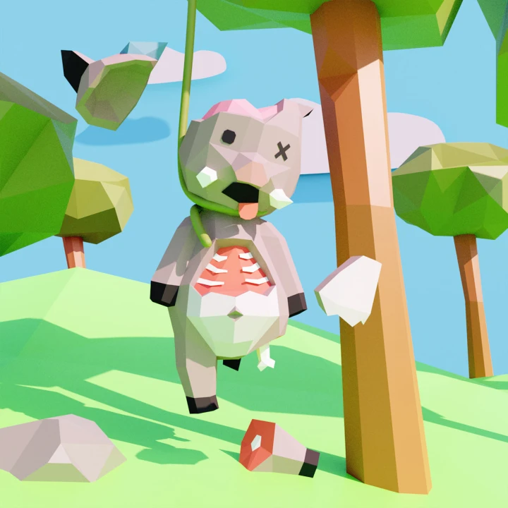 Hanged Piggy Halloween Papercraft, Lowpoly Papercraft, Fovea - Papercraft - Nonitt
