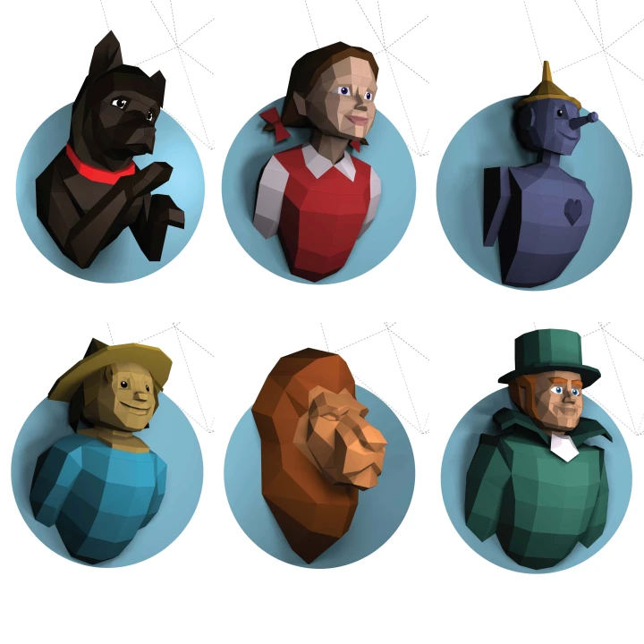 Papercraft 3D The Wonderful Wizard Of Oz Template Low Poly Paper Diy Polygonal Model Craft Pattern Printable Decoration