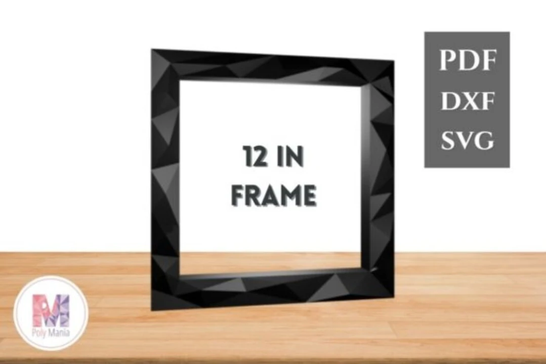 3D Low Poly 12‑Inch Frame Papercraft Template – Digital Download SVG Pdf DXF – Wall Art, DIY Decor, Home Gift Project Instant Download